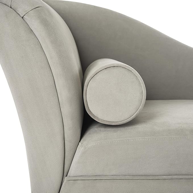 Safavieh Home Collection Caiden Grey Velvet Chaise with Pillow