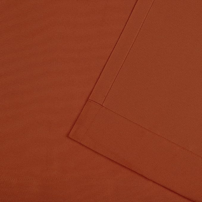 NICOLE MILLER NEW YORK Canvas Indoor/Outdoor Grommet Top Curtain Panel Pair, 54"x84", Orange Marmalade