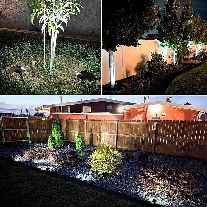 VOLISUN Solar Spotlight Outdoor, IP67 Waterproof Solar Landscape Spot Lights，Uplights for Yard Garden Pathway - 6 Pack (Cool White) 27 LED 3 Lighting Modes