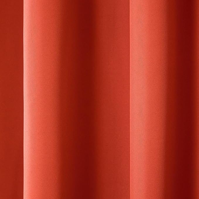 TOWN & COUNTRY BASICS Cabana Solid Heavyweight Indoor Outdoor Curtains, Light Filtering Opacity with Grommet Top, Water Repellent, 2-Pack Set, 54"x108", Mecca Orange