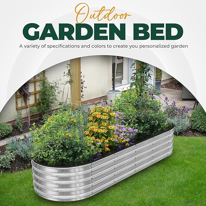 Utopia Home Galvanized Raised Garden Bed, 6 by 2 feet Lightweight Planter Boxes Outdoor with Easy Assembly, Large Garden Bed for Vegetables, Fruits, Flowers, Silver, Pack of 2