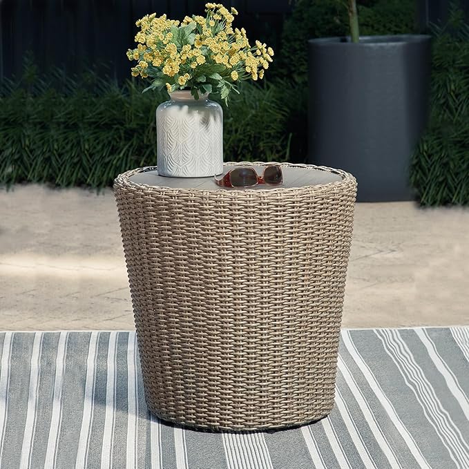 Signature Design by Ashley Danson Bohemian Outdoor End Table, Light Brown