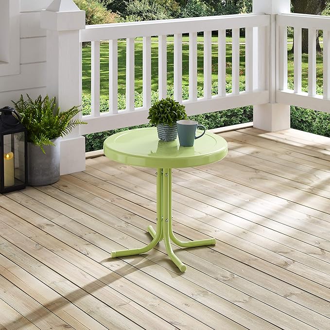 Crosley Furniture Griffith Weather Resistant Retro Metal Outdoor Side Table for Patio, Deck, Porch, Key Lime