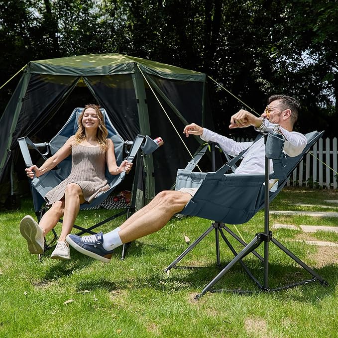 TIMBER RIDGE Hammock Camping Chair with Adjustable Backrest, Heavy Duty Folding Hammock Chair Supports 300lbs, Portable Hammock Chair for Camping, Travelling and Patio, Blue