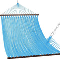 Lazy Daze Hammocks 10.5 FT Double 2 Person Caribbean Rope Hammock, Hand Woven Polyester Hammock with Spreader Bars, for Outside Outdoor Backyard Patio Poolside, 450 LBS Capacity, Sky Blue