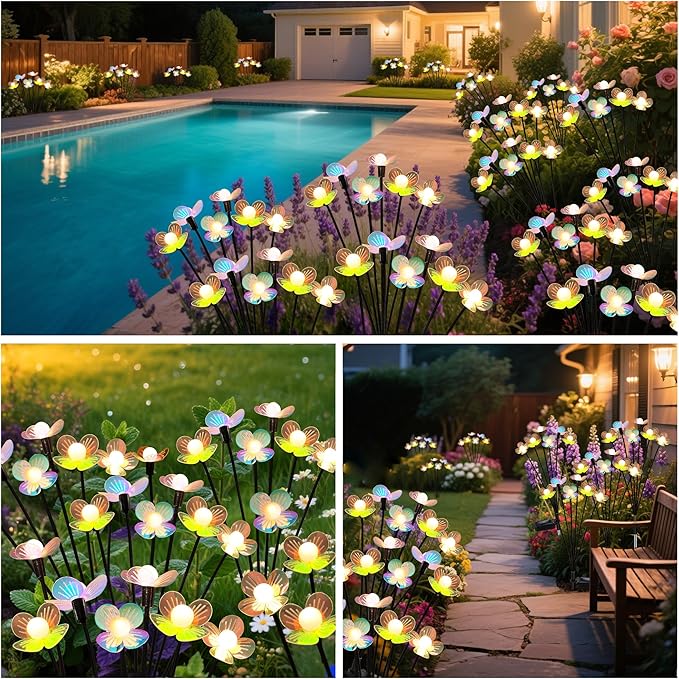 Solar Garden Lights, 6 Pack 36 LED Solar Swaying Flower Light, Waterproof Firefly Lights Outdoor Fairy Light for Garden Patio Yard Pathway Flower Bed Decoration