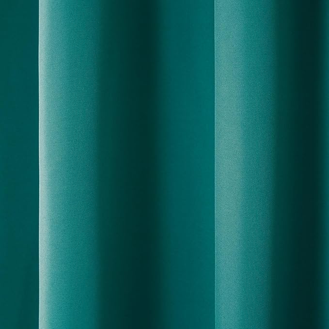 TOWN & COUNTRY BASICS Cabana Solid Heavyweight Indoor Outdoor Curtains, Light Filtering Opacity with Grommet Top, Water Repellent, 2-Pack Set, 54"x96", Dark Teal
