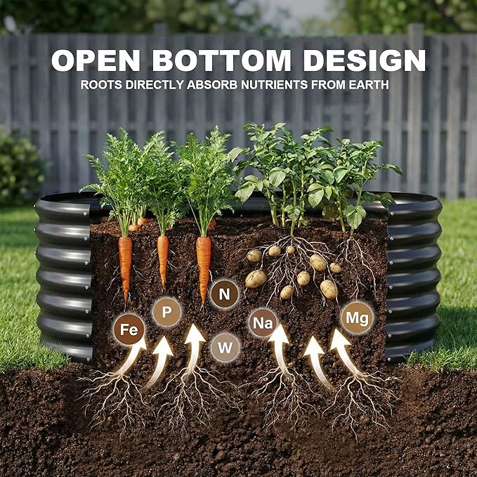 AHEONLAR 3 Pack 4×2×1.5ft Galvanized Raised Garden Beds Outdoor, Sturdy Planter Boxes for Vegetables, Fruits, Flowers and Plants, Easy Assembly, Black