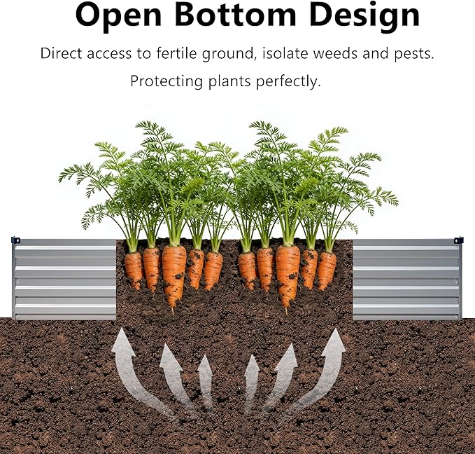12x4x1 ft(2 Pack) Galvanized Raised Garden Bed,Outdoor Planter Box Metal Patio Kit Planting Bed for Vegetables Flowers and Succulents,Silver