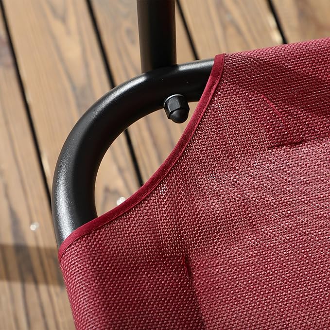 Outsunny 3-Person Porch Swing with Stand, Outdoor Swing for Patio Porch with Adjustable Tilt Canopy and Comfortable Swing Bench-Style Seat, Steel Frame, Wine Red