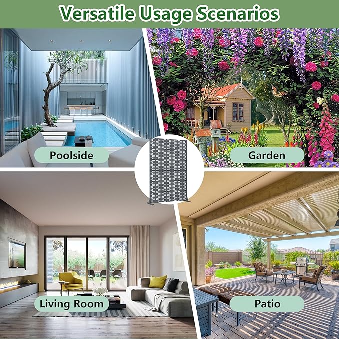 Casaphoria Metal Privacy Screen Outdoor, 72" H x 47" W Freestanding Decorative Privacy Screen for Patio Deck Balcony Garden with Stable Base, Drakgrey-Brick