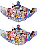 Lilly's Love Stuffed Animal Hammock | Corner Hanging Organizer, Toy Storage, Stuffed Animal Storage Net | Made from Quality Fishing Net, Holds 12lbs | 67"x47"x47" (Blue, 2 Pack)