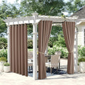 NICETOWN 2 Panels Outdoor Curtains for Patio Waterproof, Home Decor Thermal Insulated Grommet Blackout Indoor Outdoor Vertical Blinds for Garage/Gazebo/Pergola, W84 x L95, Tan