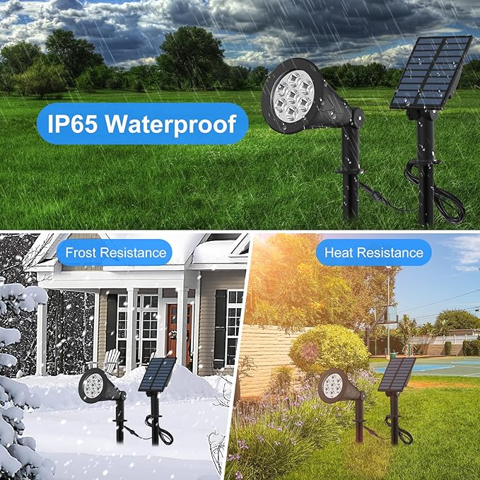 T-SUNUS RGB Solar Landscape Spotlights Christmas, Color Changing Spot Lights Waterproof IP65 Garden Pond, 180° Adjustable Halloween Wall Tree Light Separately Installed for Outdoor Indoor 2 Pack