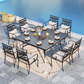 Sophia and William Outdoor Patio Dining Set for 8, Outdoor Table and Chairs, Removable Seat Cushions, 60" Square Black Patio Dining Table