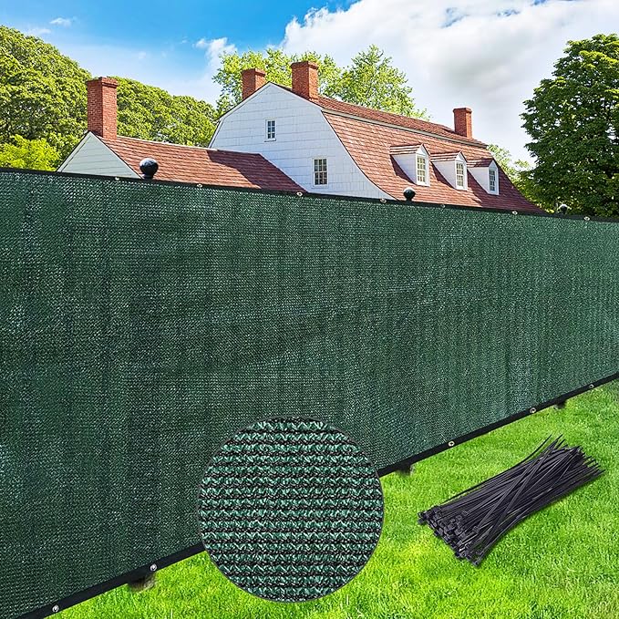 UPGRADE Privacy Screen Fence 4' x 50' Commercial Shade Cover with Brass Grommets Heavy Duty Perfect for Outdoor Back Yard-Dark Green, Customizable
