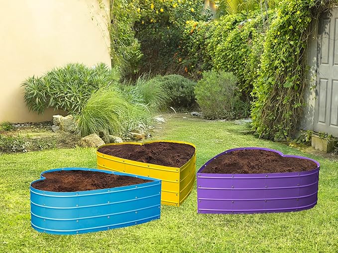 Plant & Plot Galvanized Raised Garden Beds Outdoor // Planter Raised Beds for Gardening, Vegetables, Flowers // Large Metal Garden Box (Purple) // Tool-Free Assembly