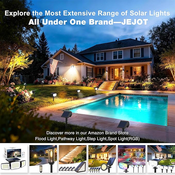 Solar Lights Outdoor Waterproof IP65,Auto On/Off, 2700K 2 Lighting Modes, Super Bright LED, Solar Powered Yard Garden Solar Spot Lights for Outside Landscape,4 Pack