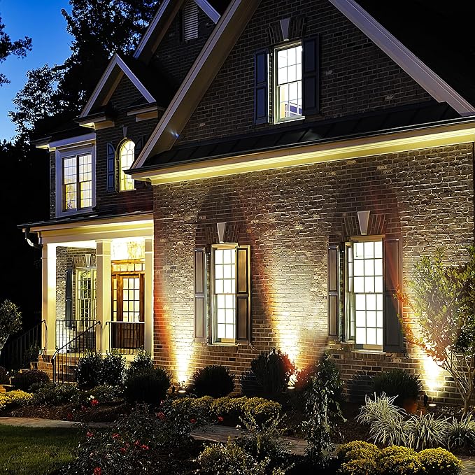 Outdoor Landscape lighting Low Voltage, 65.6FT Wired LED Spot light with Plug-in Transformer, IP65 Waterproof Outside Uplight 18W 1800LM for Yard Garden Tree Pathway House, Warm White 3000K, Pack of 6