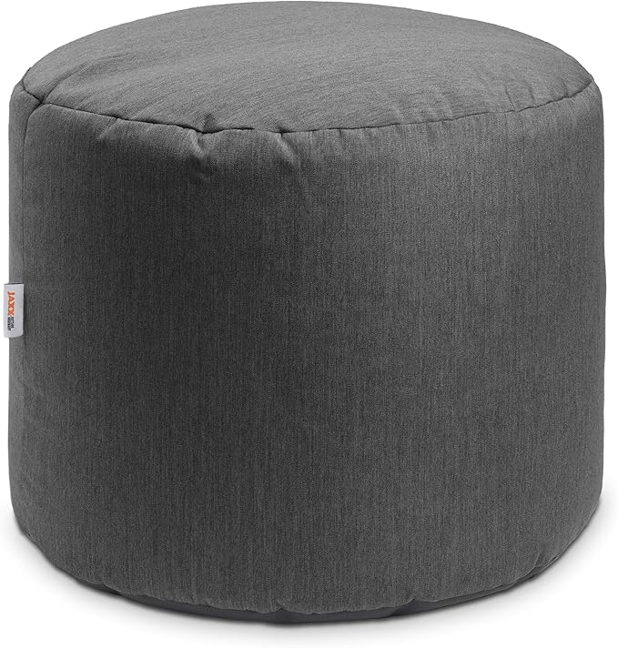 Jaxx Spring Indoor/Outdoor Bean Bag Pouf Ottoman, Charcoal Sunbrella