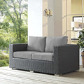 Modway EEI-1851-CHC-GRY Sojourn Wicker Rattan Outdoor Patio Sunbrella Fabric, Loveseat, Canvas Gray