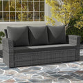 Wisteria Lane All Weather Wicker Patio Couch, 3 Seats Patio Sofa with Thick Cushions, Outdoor Furniture Couch with High Back, Outdoor Patio Sofa for Garden, Backyard, Porch, Black