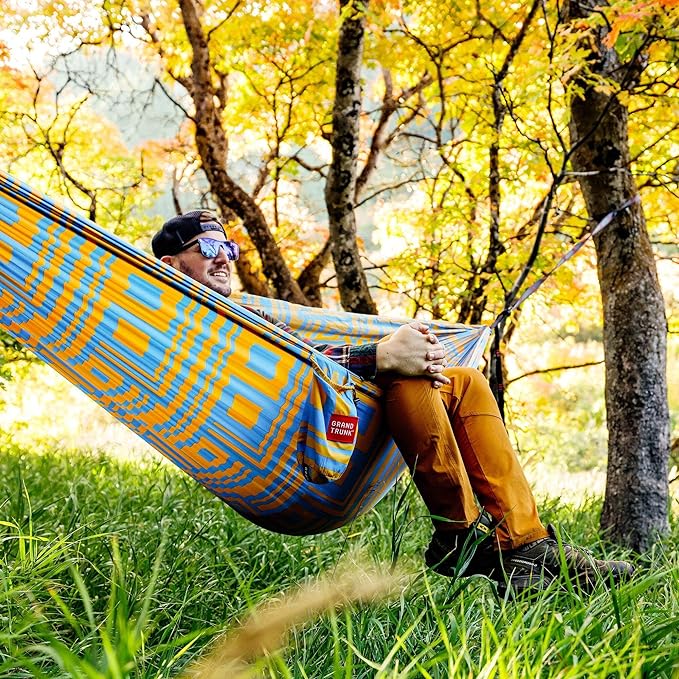 GRAND TRUNK TrunkTech Double Hammock | Ultra-Strong & Lightweight | 11 ft Hammock with Ripstop Nylon | 500 lb Capacity | Fast-Drying & Weather-Resistant | Navy/Green
