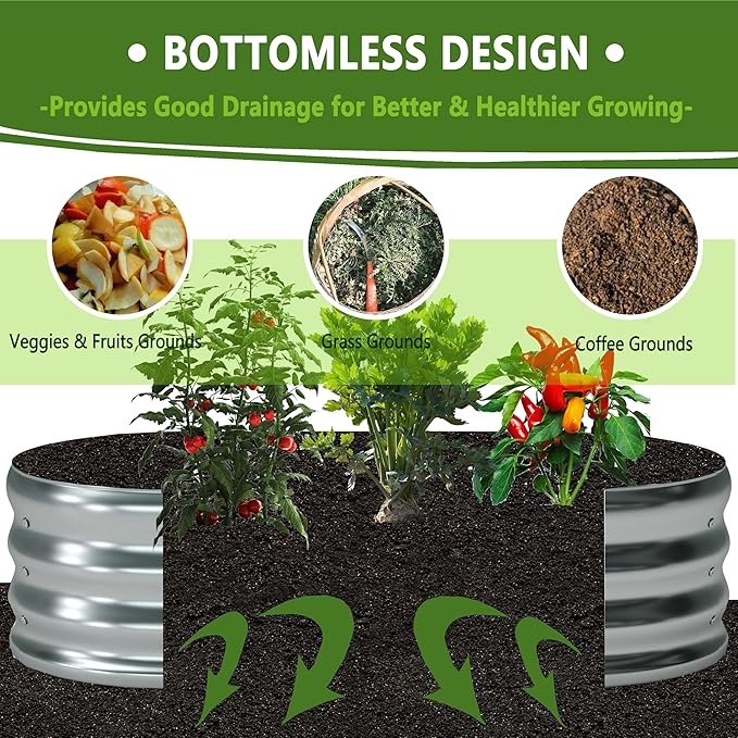 4x2x1ft(2 Pack) Galvanized Oval Raised Garden Bed,Outdoor Planter Box Metal Patio Kit Planting Bed for Vegetables Flowers Herb,Silver