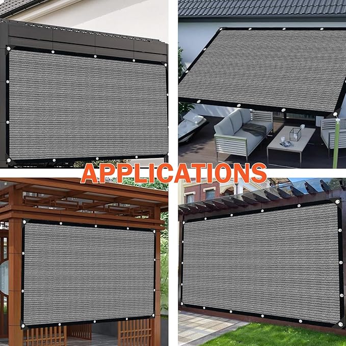 Sun Shade Cloth with Grommets,90% UV Protection Shade Fabric,Pergola Shade Cover Canopy Fence Privacy Screen Balcony,Sunshades for Patio Pergola Garden Backyard Porch Outdoor,Grey-8x10FT