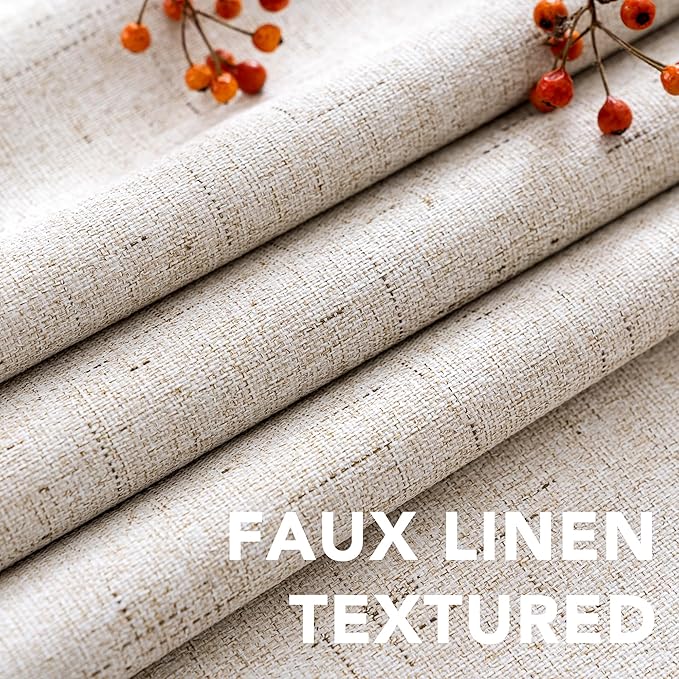 H.VERSAILTEX Primitive Linen Curtains 100% Blackout Curtain Drapes Burlap Curtains with White Thermal Insulated Liner, Grommet Top Drapes Living Room/Bedroom (2 Panels, 42 x 54 Inch, Natural)