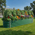 YITAHOME 17" Tall 9 in 1 Large Raised Garden Bed Kit, 8x2x1.4ft Galvanized Metal Planter Box with Gloves & Safety Rubber, Outdoor Above Ground Planters for Plants Vegetables Flowers, Green