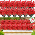 60 Pack Artificial Flowers for Outdoor Indoor Fake Plants, Faux Silk Flowers for Outdoors Outside Front Porch Hanging Planter Window Box Garden Spring Decoration(Red)