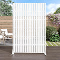 Casaphoria Metal Privacy Screen Outdoor, 72" H x 47" W Freestanding Decorative Privacy Screen for Patio Deck Balcony Garden with Stable Base, White-Fence