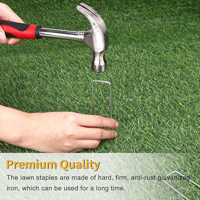 HongWay 500 Pack 4 Inch Landscape Staples, Garden Staples 12 Gauge Galvanized Ground Stakes Lawn Yard Staples SOD U-Shaped Pins for Gardening Irrigation Tubing Landscaping Fabric