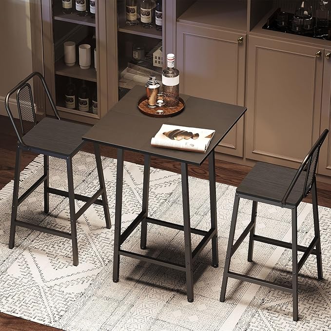Bar Table, Kitchen Dining Table, Bar Counter Height Table, Pub Color Matching Breakfast Table, for Dining Room, Tavern, Coffee Corner, Party, Black BT02BB
