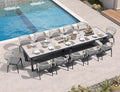 PURPLE LEAF 13 Pieces Outdoor Dining Set Patio Table and Chairs Set Aluminum Wicker Rattan Patio Furniture Set for Lawn Garden Porch Beige Marble Color Outdoor Set