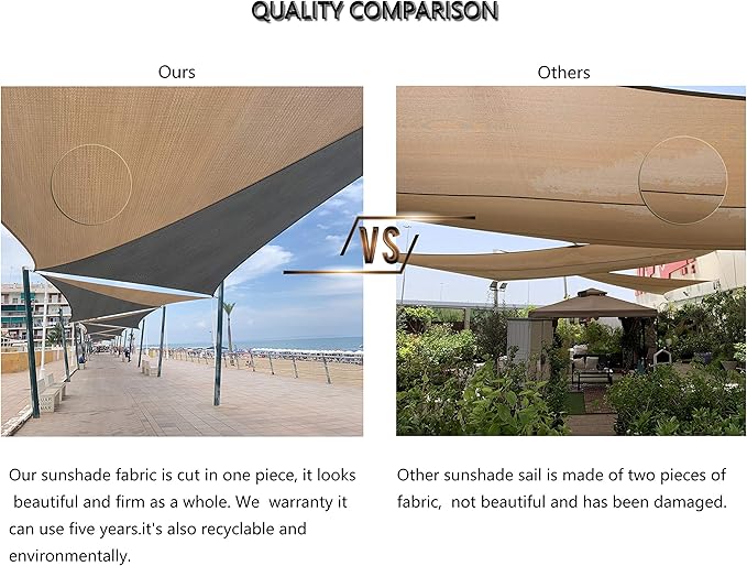Tronssien Rectangle 12'x16' Sun Shade Sail,95% UV Blockage Canopy Awning for Outdoor Patio and Garden, Yard Activities