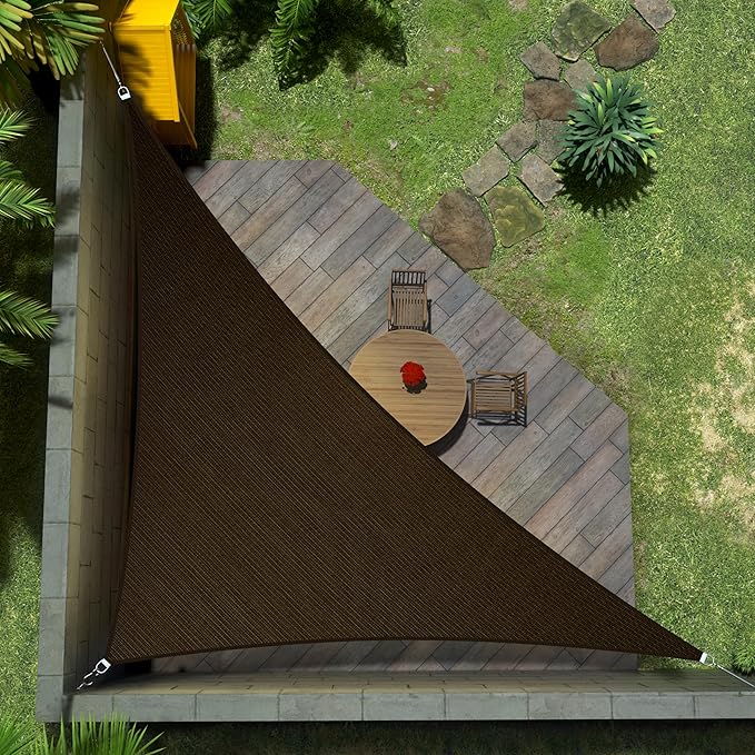 Amgo 12' x 12' x 17' Brown Right Triangle Sun Shade Sail Outdoor Canopy Awning UPF50+ AGTAPRT12, 95% UV Blockage, Water & Air Permeable, Commercial Standard Heavy Duty (We Make Custom Size)