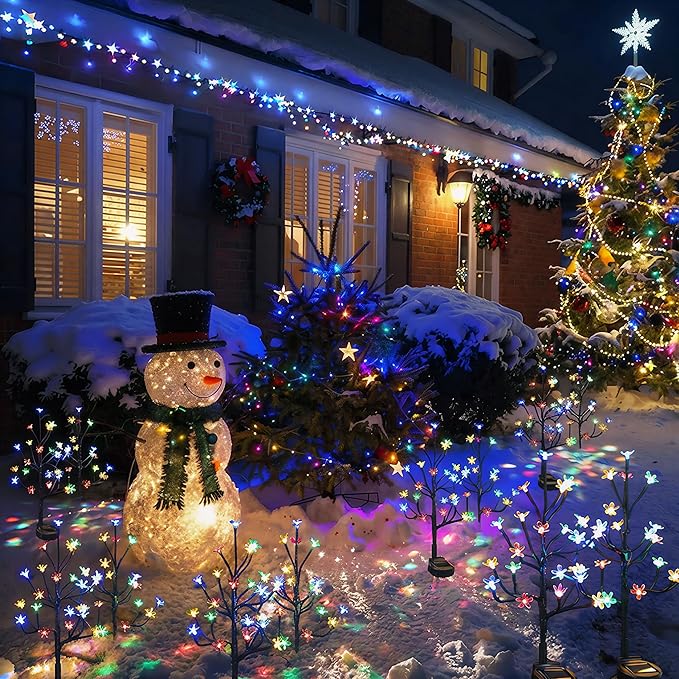 Solar Garden Lights Outdoor,Solar Lights Outdoor Decorative Waterproof for Outside 6Pack, 120Led Solar Flowers Garden Decor, Yard Pathway,Patio Fairy Decorations,Gardening Gifts for Women Mom