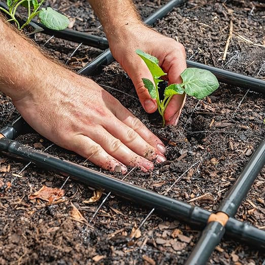 Garden Grid Watering System | Raised Garden Bed Drip Irrigation System – But Better | Pre-Assembled, Waters Every Plant Evenly, 2-Minute Setup | Square Foot Gardening Grid | US-Made (Cornerless, 3x6)