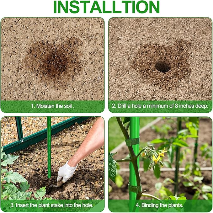 WAENLIR Garden Stakes 60 inch 5ft Sturdy Tomato Stakes, Plant Stakes for Outdoor Plants, Plant Support Sticks for Gardening, Pack of 50