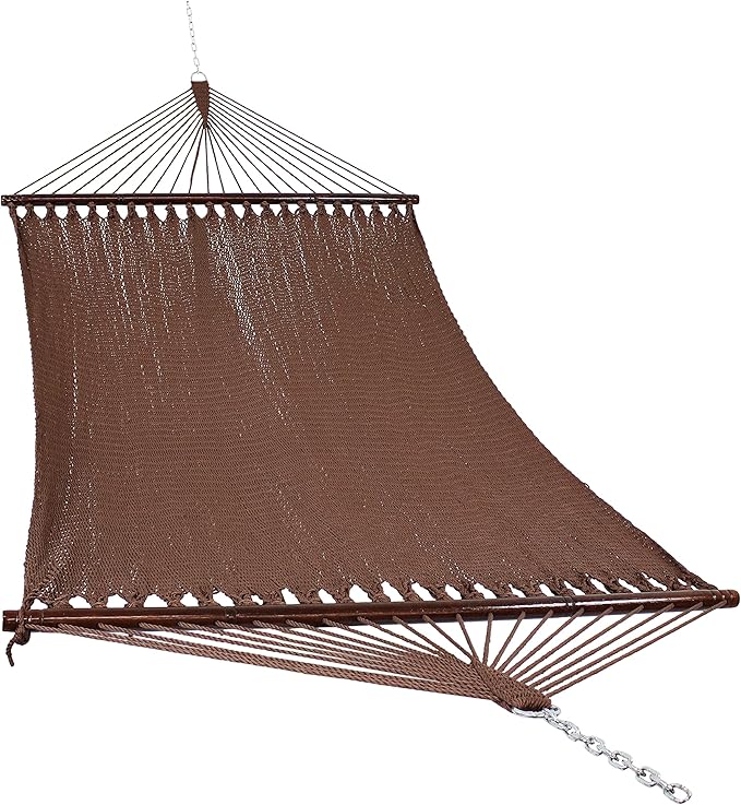 Sunnydaze Soft-Spun Polyester Rope Double Hammock for Outside - 600-Pound Weight Capacity Extra Large Hammock - Mocha