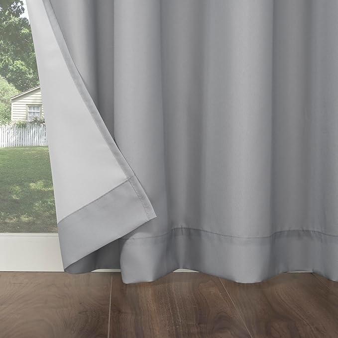 Sun Zero Marina Indoor/Outdoor UV Protectant Energy Efficient Grommet Curtain Panel, 54" x 108", Gray