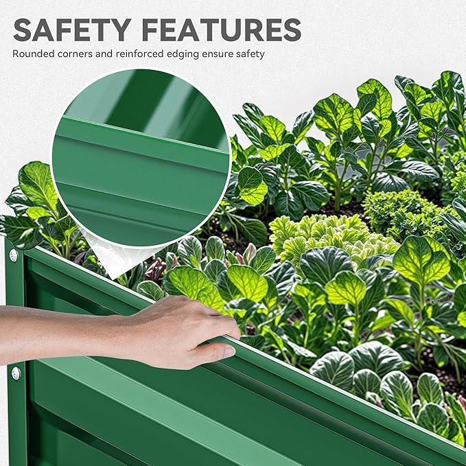 YITAHOME 6x3x2 ft 2pcs Galvanized Raised Garden Bed Kit, Large Metal Planter Box with Gloves & Support Rod, Outdoor Flower Bed for Plants Vegetables, Green