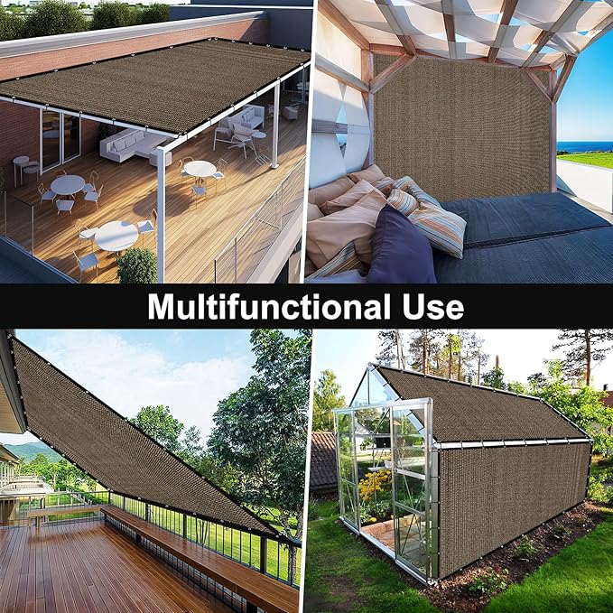 Artpuch 90% Sun Shade Cloth, 3 x 12 FT Pergola Shade Cover Canopy with Grommets, Sun Screen Fabric Tarp for Patio, Outdoor, Garden, Backyard, Mocha