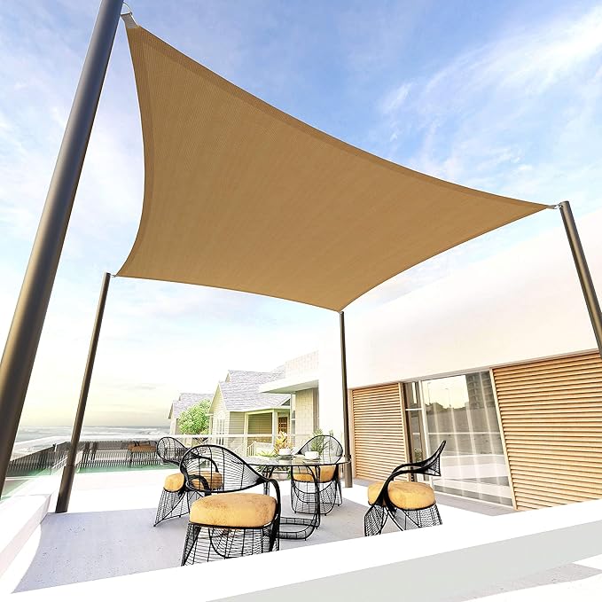 Tronssien Rectangle 12'x16' Sun Shade Sail,95% UV Blockage Canopy Awning for Outdoor Patio and Garden, Yard Activities