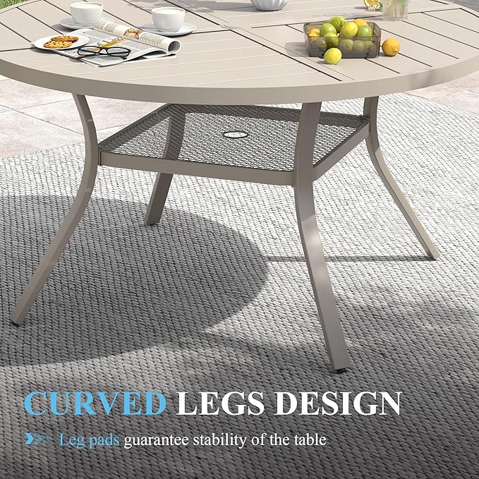 VICLLAX Patio Table and Chair Set of 4, All Weather Metal Round Outdoor Dining Furniture Set-40.6" Round Outdoor Table and Chairs, Sandshell Tabletop