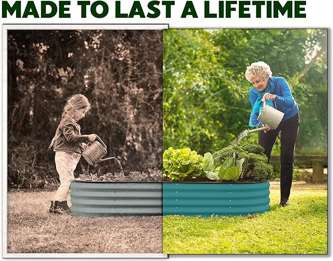 Plant & Plot Galvanized Raised Garden Beds Outdoor // 4×2×1 ft (2-Pack) Planter Raised Beds for Gardening, Vegetables, Flowers (Turquoise) // Large Metal Garden Box
