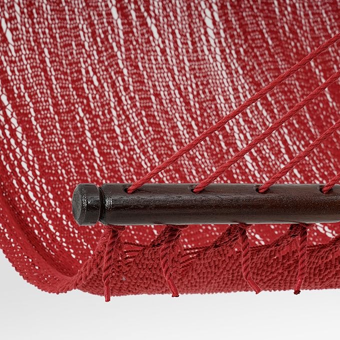 Lazy Daze Hammocks 10.5 FT Double 2 Person Caribbean Rope Hammock, Hand Woven Polyester Hammock with Spreader Bars, for Outside Outdoor Backyard Patio Poolside, 450 LBS Capacity, Red