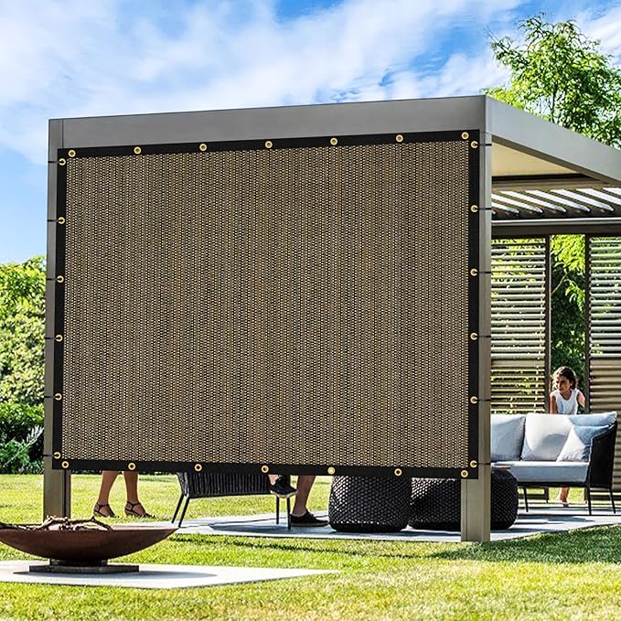Artpuch Outdoor Pergola Shade Cover 11x17 FT Sun Shade Cloth with Grommets Mocha 90% UV Protection Canopy Patio Privacy Screen (Customized Available)